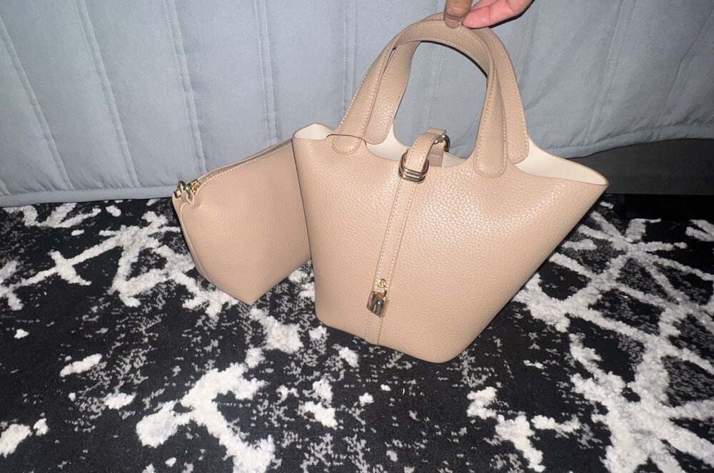 Bucket Mini Bag with Pouch in Light Tan